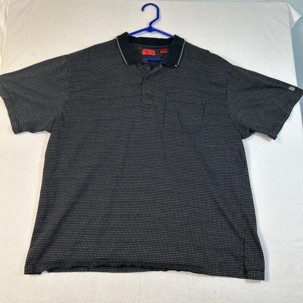 Izod Golf Mens Polo Shirt Short Sleeve Regular Fit XXL Cotton Pocket Black